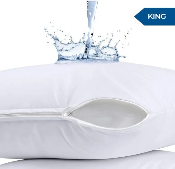 Waterproof Pillow Protector Zippered (2 Pack) King