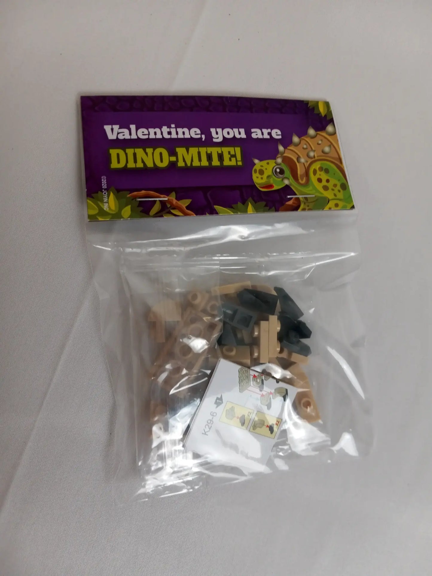 24 Packs Valentines Day Cards with Dinosaur Building Blocks