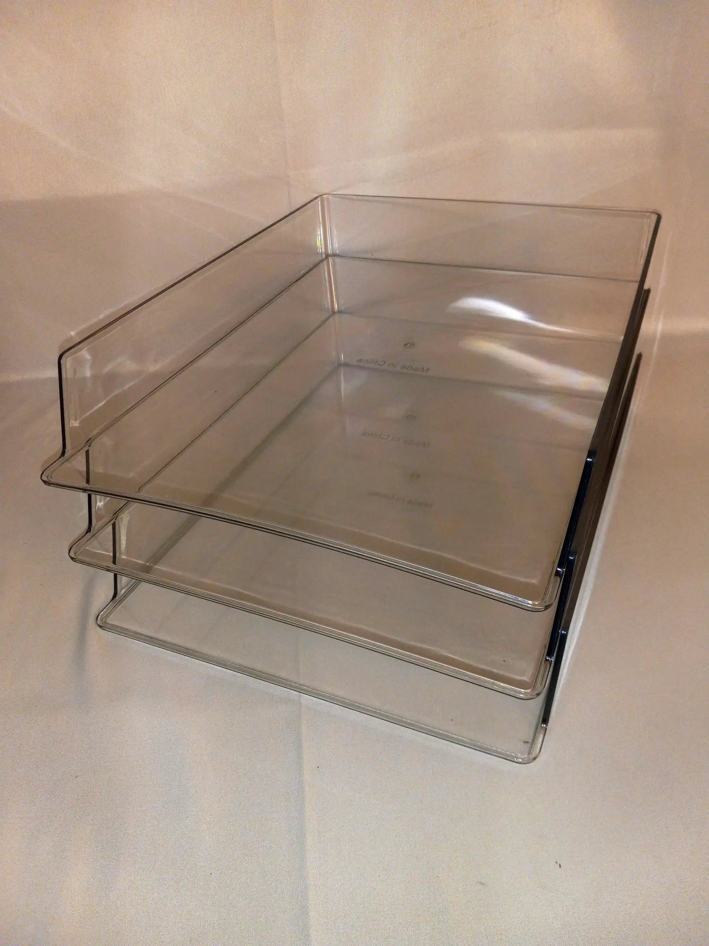 Clear Stackable Desk Organizer Letter Trays