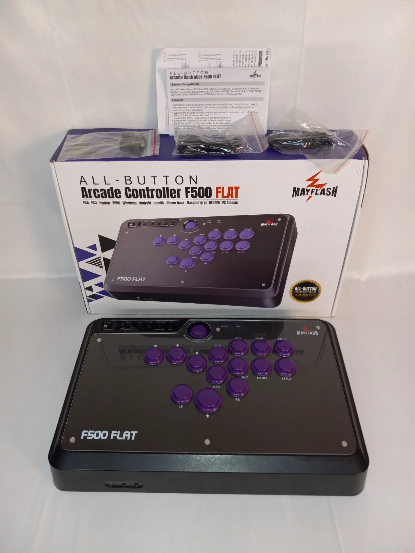 F500 FLAT Fight Stick All Button Arcade Style Video Game Controller