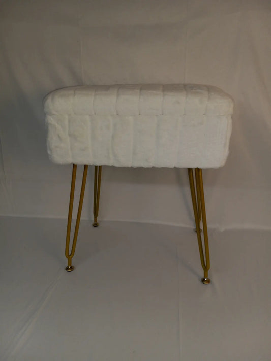 Faux Fur Footstool Ottoman with Storage Space