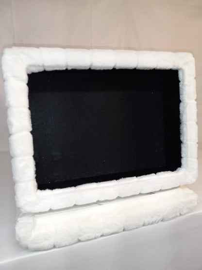 Faux Fur Footstool Ottoman with Storage Space