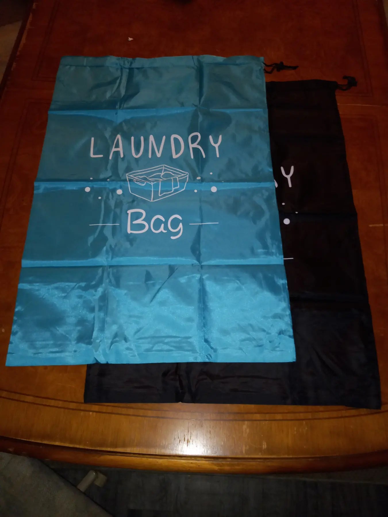 Extra Large 24”x36” Travel Laundry Bag, 2 Pack, Black and Teal