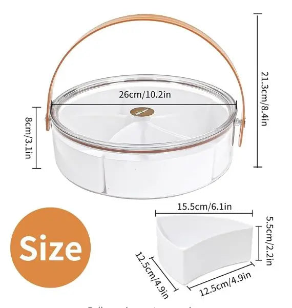 Like You Round Clear Portable Snack Fruit Tray with 5 Compartments