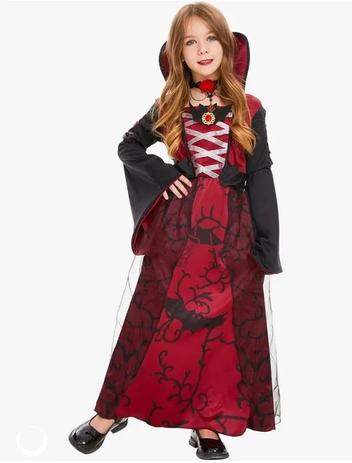 Halloween Costume Dress Black and Red for Girls, S