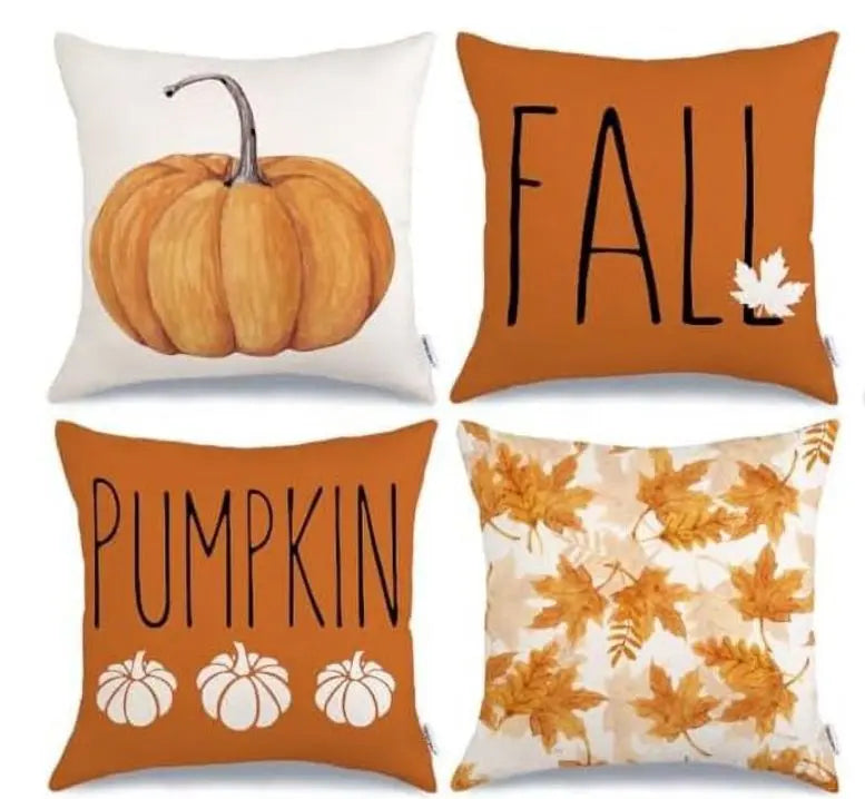 Fall Pillow Covers, 18”x18”, 4 pack