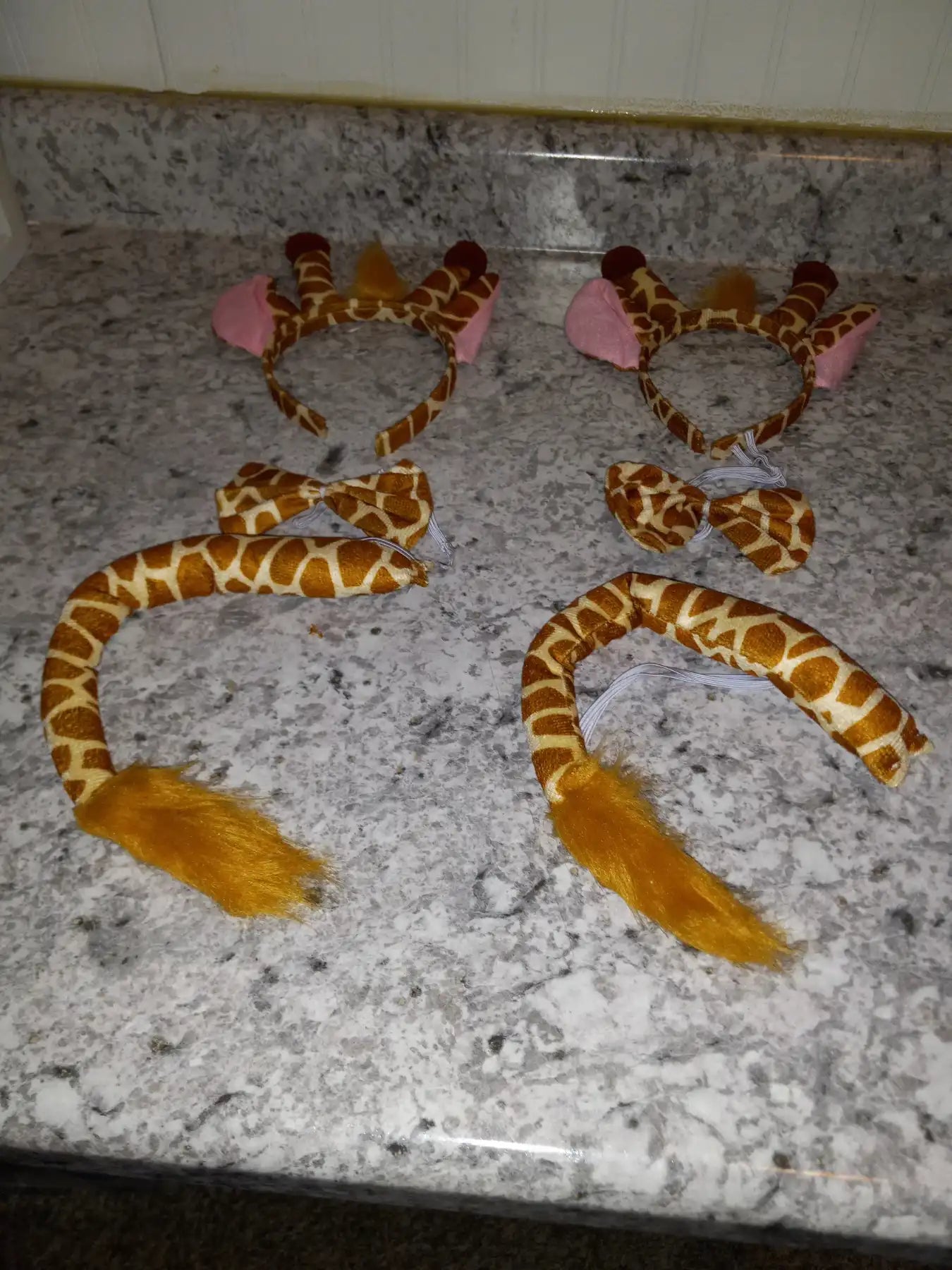 Giraffe Costume Accessories, 3 pcs (Headband Ears, Bowtie, Tail)