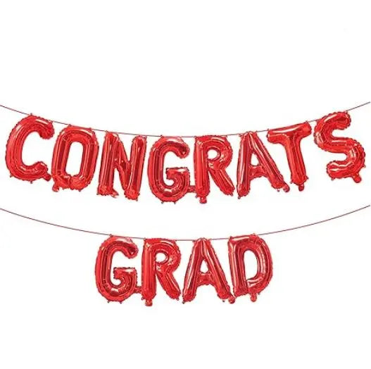 “Congrats Grad” Foil Balloons, red