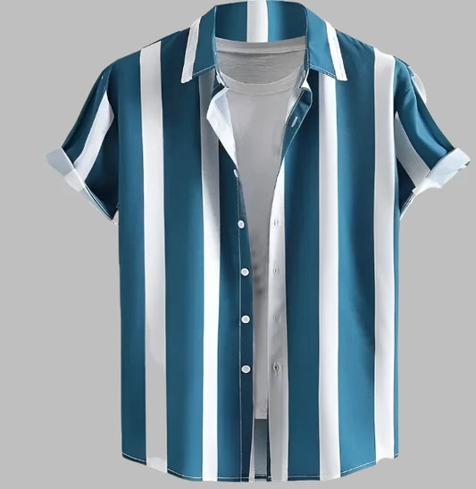 Men's Stripe Button-up Shirt, M