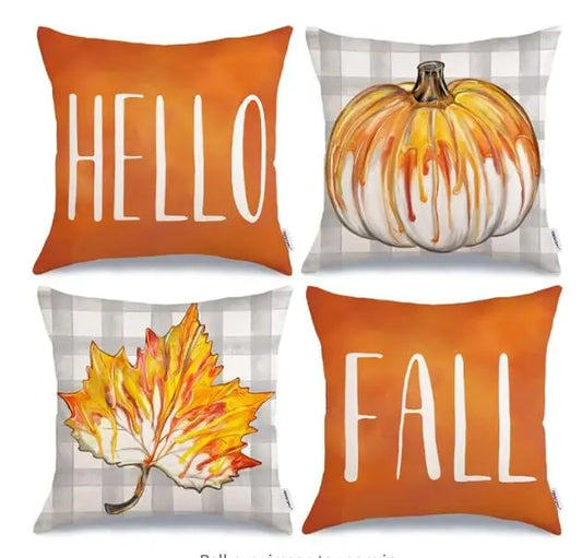 Fall Pillow Covers, 16”x16”, 4 pack