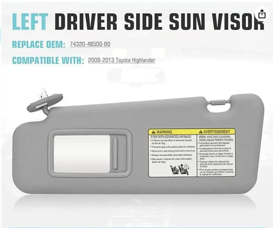 Replacement Auto Sun Shade - Replacement Auto Sun Shade, driver side, beige. 74320-48500. For Toyota Highlander 2008-2013