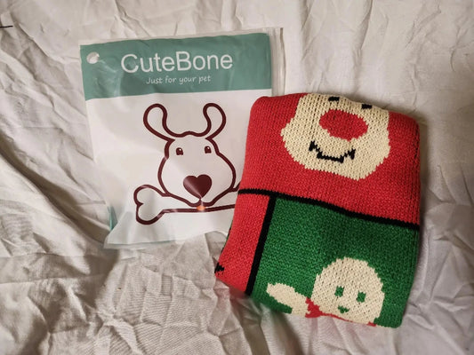 Christmas Dog Sweater - CuteBone Christmas sweater for small dogs, size L (17.5-19" chest, 14" back, 12" neck girth)