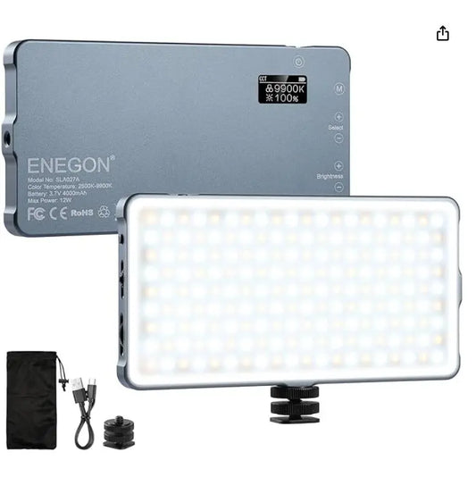 Rechargeable Led Light Panel - Enegon 4000mAh rechargeable mountable LED video light. For professional DSLR cameras - iPhone, Sony, Canon, Nikon, Fuji, Panasonic