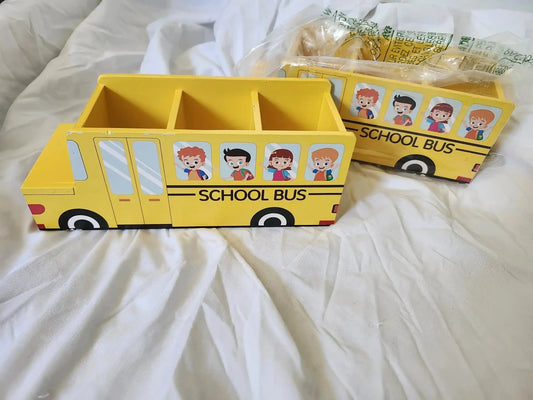 School Bus Pencil Holder - 3 compartment school bus pencil holder