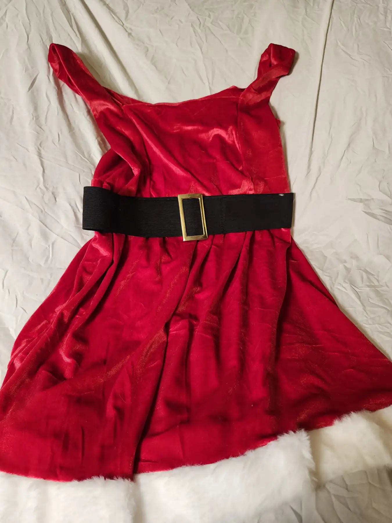 Women's Mrs. Claus Dress  - Womens lingerie velvet a line dress, size large