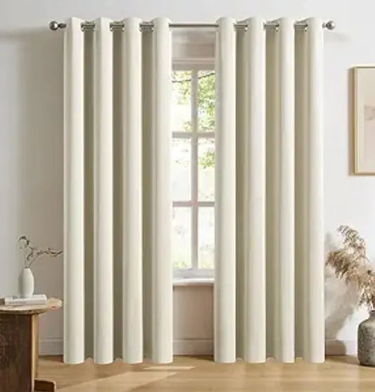 Ultra Soft Room-Darkening Curtains with Metal Grommets – 52” x 90”, 2 Panels, Cream Beige