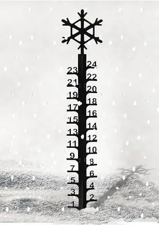 Outdoor Snow Gauge - Snowfall measuring gauge, 24 inch winter snowflake metal ruler