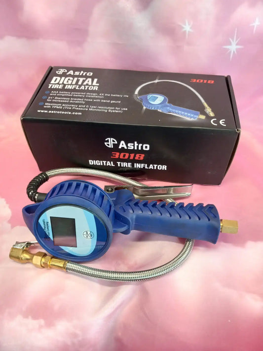 Digital Tire Inflator - Astro Pneumatic Tools digital tire inflator with hose. For use with air compressor. Model 3018. Can also be used with nitrogen or CO2 inflation systems