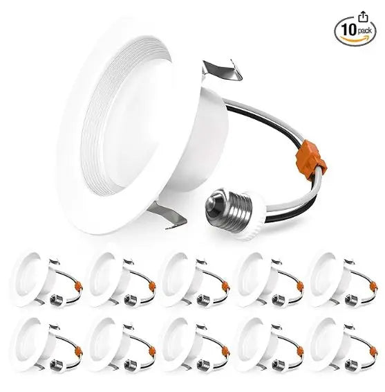 12 Pack Retrofit LED Recessed Lighting 6 Inch - Sunco lighting 12 pack retrofit LED recessed lighting 6 inch, 4000k cool white, dimmable can lights, baffle trim, 13w=120w, 965 lumens, damp rated - energy star