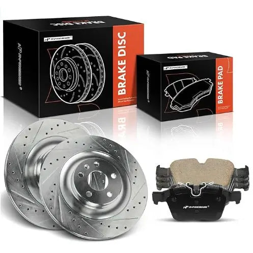 Rear Disc Brakes and Pads - A-Premium 11.39 in (340 mm) rear drilled and slotted disc brake rotors + ceramic pads kit. Rear brake rotors OEM: S-12139053. Rear brake pads OEM: D1821. Compatible with volvo 2016 XC90, 2017-2018 XC90 366mm front disc, 2019 XC90