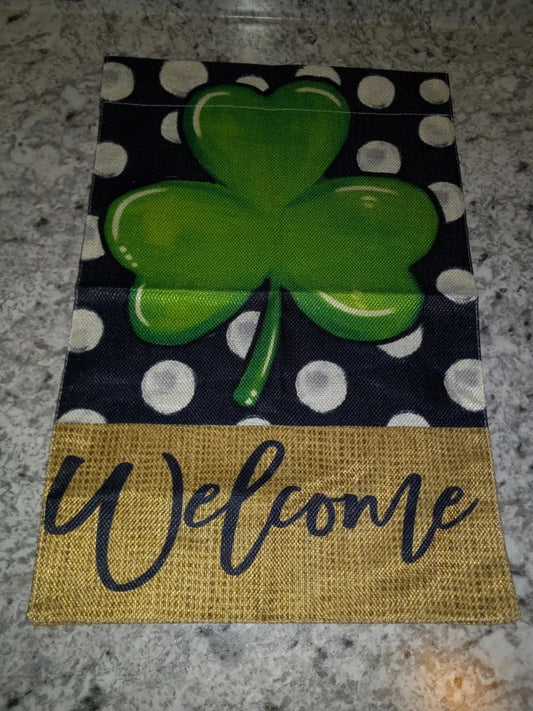 AVOIN colorlife Welcome flag Lucky Clover, 12”x18”