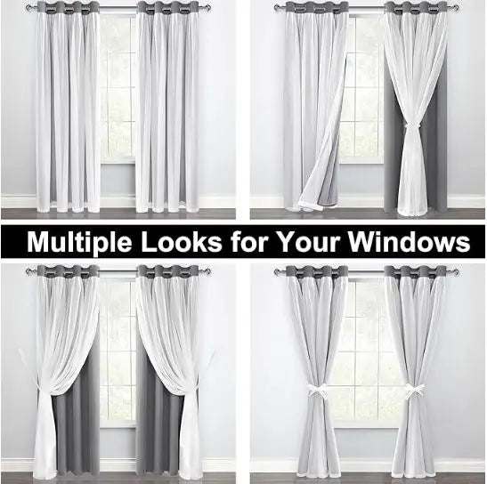 52”x84” Double Layer Blackout Curtains, 2 Panels